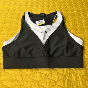 Oakley Dark Green and White Sports Bra